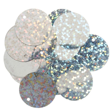 Sequin: Flat Holographic: 20mm: Silver: Pack of 20