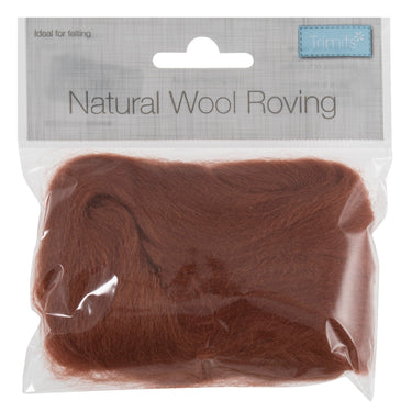 Natural Wool Roving, Sienna, 10g Packet