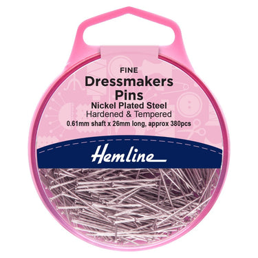 Pins: Dressmaker's: Fine: 25mm: Nickel: 380 Pieces