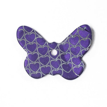 Purple Butterfly Heart Button