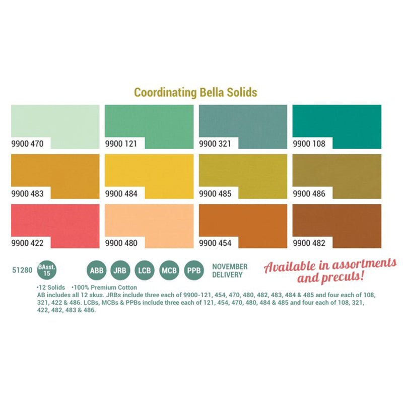 Moda Fabric Pre Cuts Moda Popcorn Bella Solids Charm Pack - The Sewing Studio