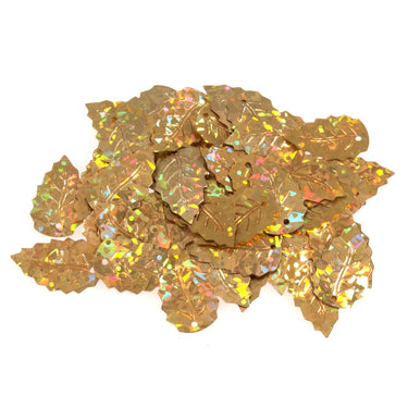 Sequins: Leaf Holographic: 12 x 18mm: Gold: 2.5g pack