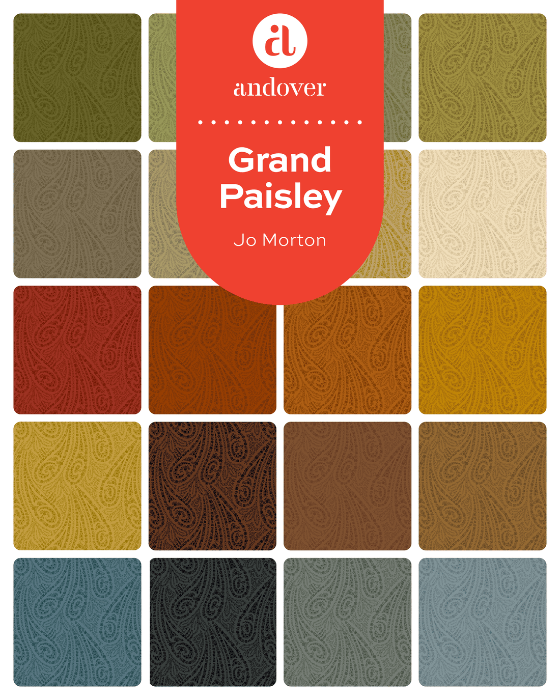 Andover Fabric Pre Cuts Andover Fabric Grand Paisley 5 Inch Square Pack - The Sewing Studio