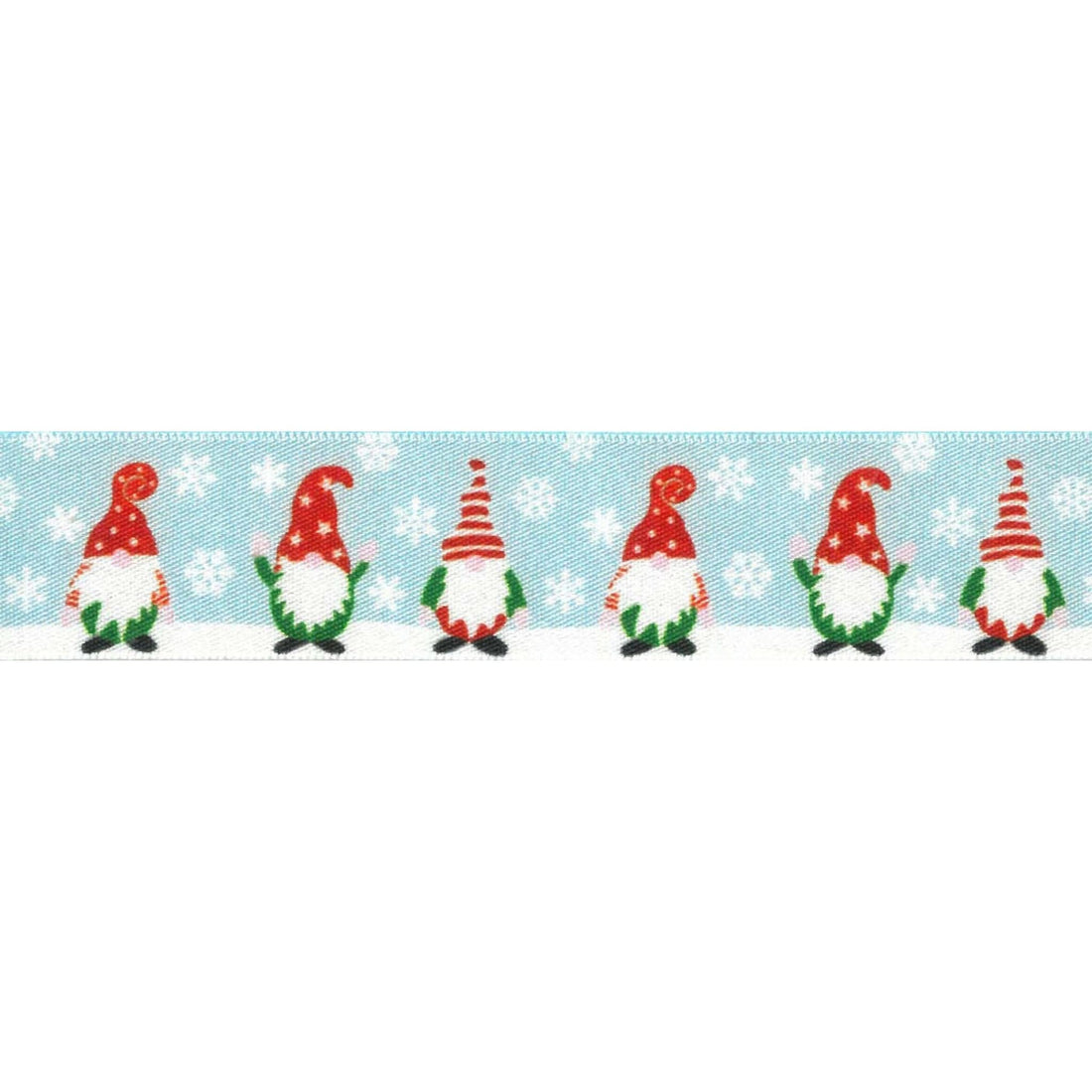 Berisfords Ribbon Christmas Gonk Ribbon Blue 25mm Wide. Price per metre. - The Sewing Studio