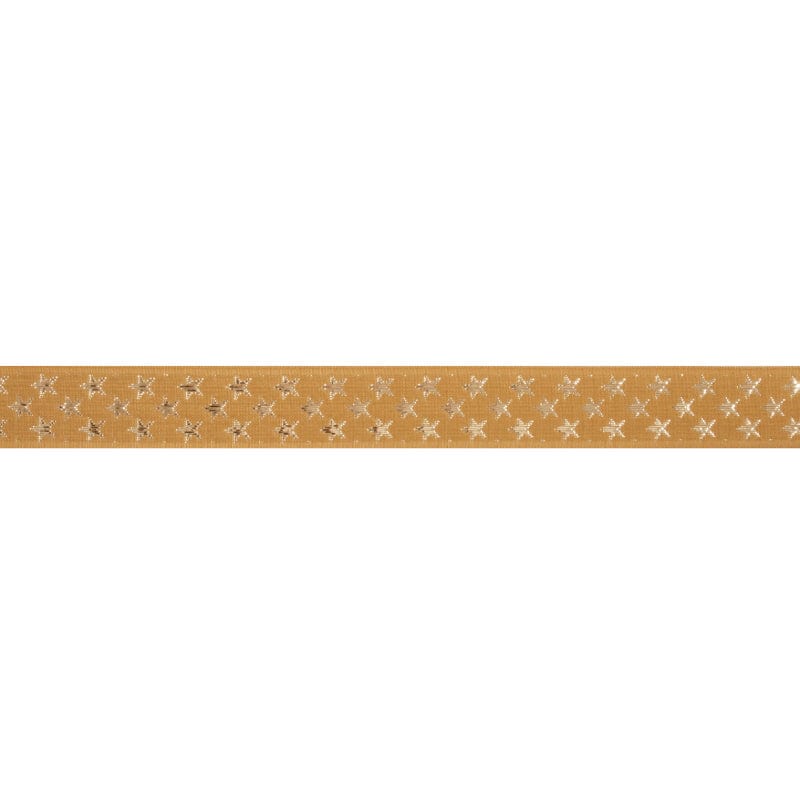 Berisfords Ribbon Galaxy Stars Ribbon Gold With Gold Metallic 25mm Wide - The Sewing Studio