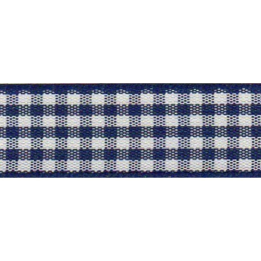Berisfords Ribbon Gingham Ribbon: Navy: 10mm wide. Price per metre. - The Sewing Studio