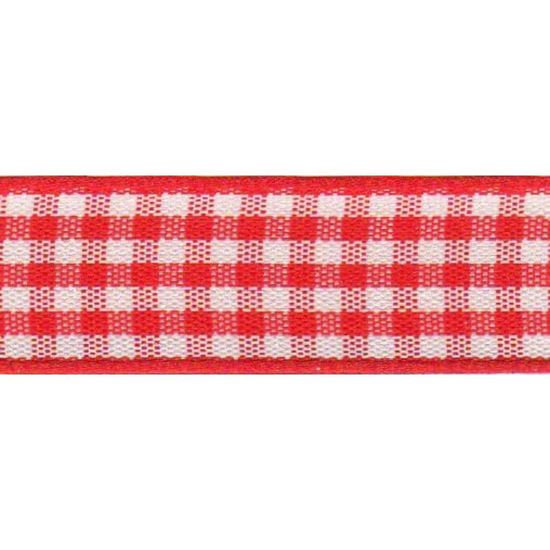 Berisfords Ribbon Gingham Ribbon: Red: 15mm wide. Price per metre. - The Sewing Studio