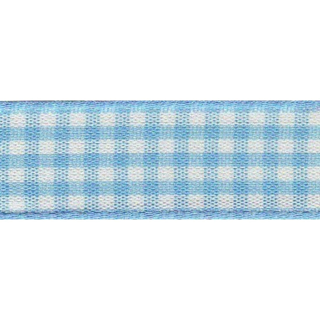 Berisfords Ribbon Gingham Ribbon: Sky: 10mm wide: Price per metre. - The Sewing Studio