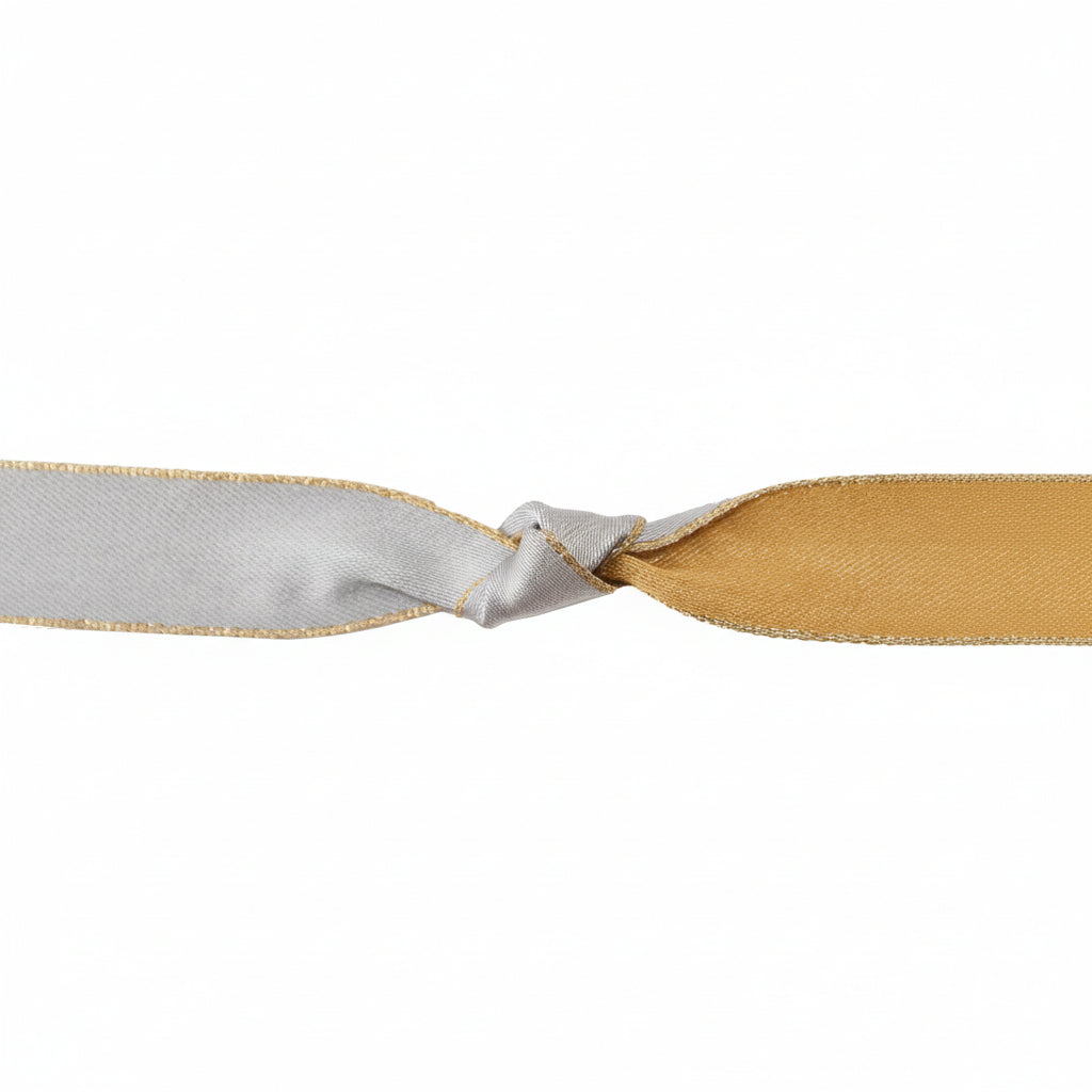 Berisfords Ribbon Majesty Ribbon Gold Silver With Metallic Edge 25mm Wide - The Sewing Studio