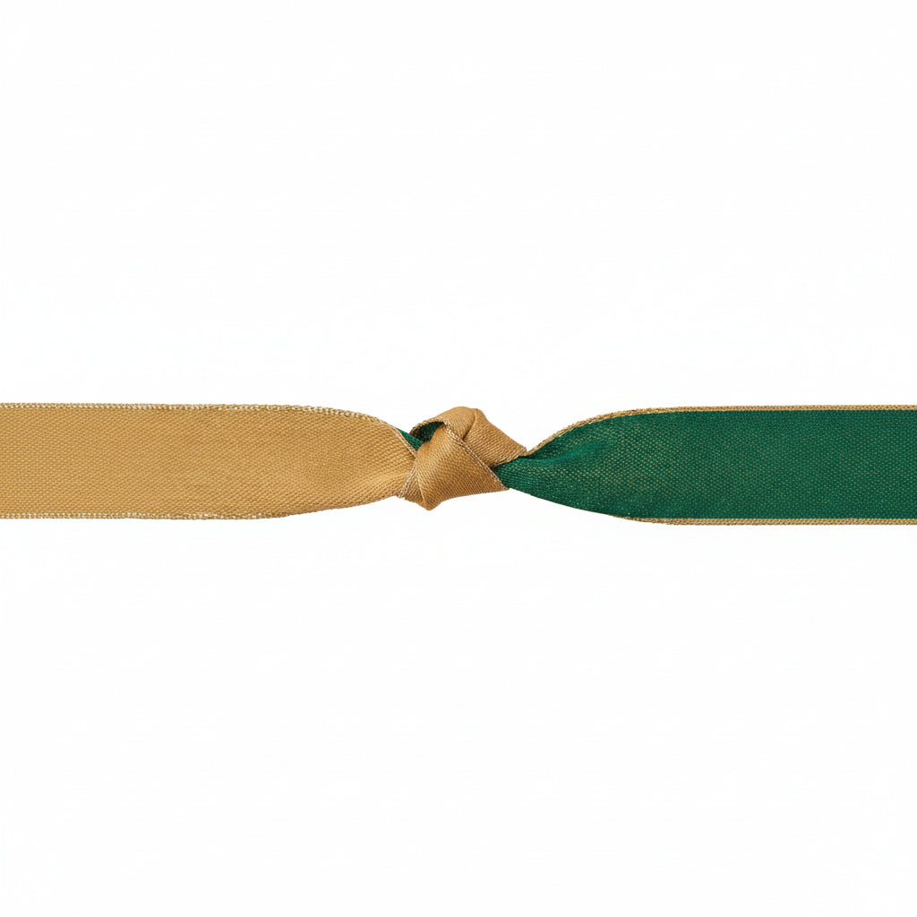 Berisfords Ribbon Majesty Ribbon Hunter Green Gold With Metallic Edge 15mm Wide - The Sewing Studio
