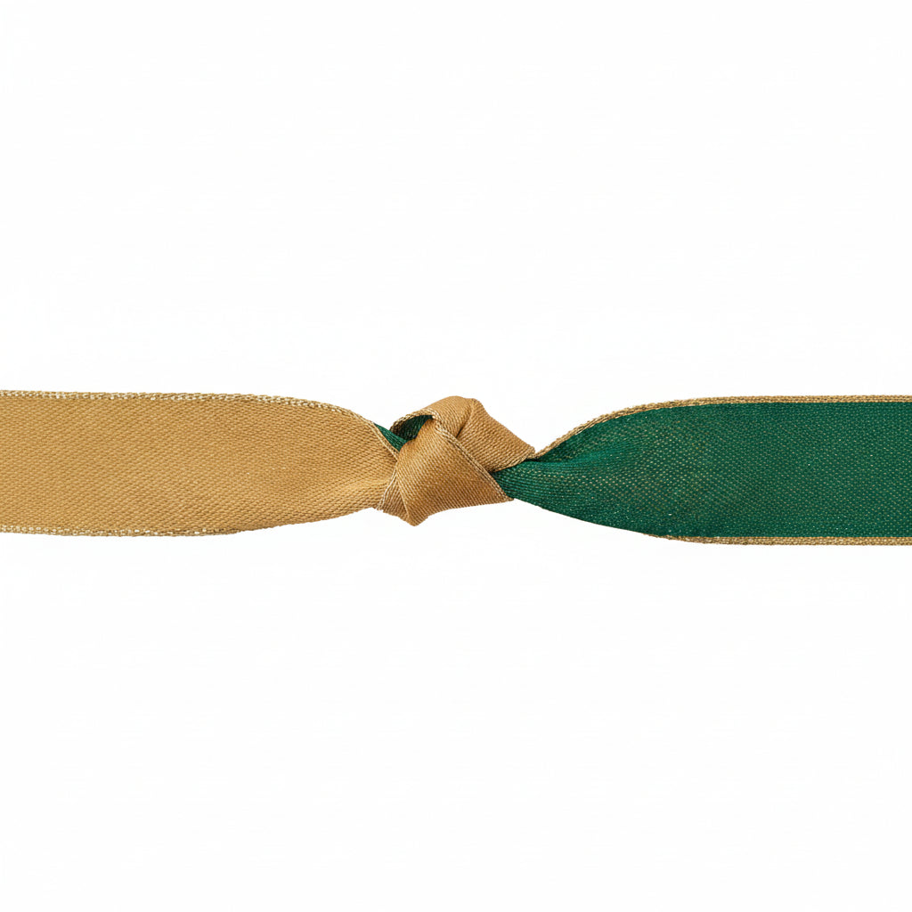 Berisfords Ribbon Majesty Ribbon Hunter Green Gold With Metallic Edge 25mm Wide - The Sewing Studio