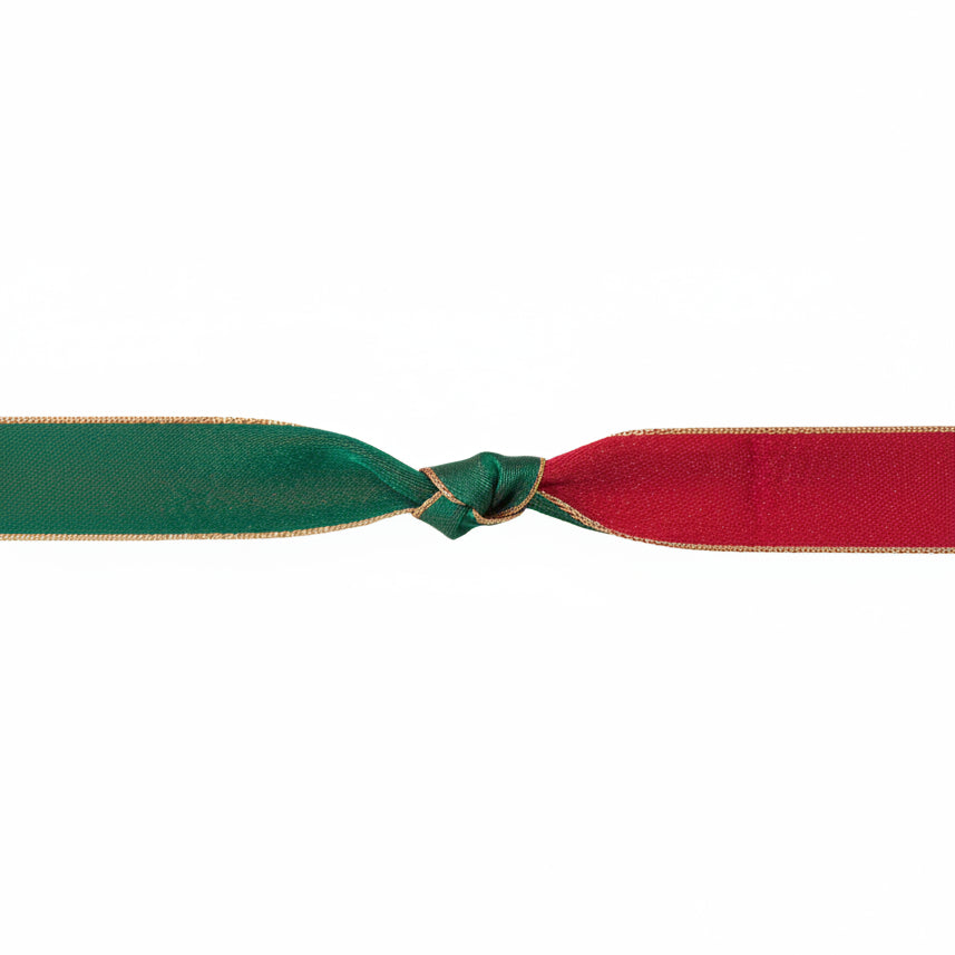 Berisfords Ribbon Majesty Ribbon Scarlet Hunter Green With Metallic Edge 25mm Wide - The Sewing Studio