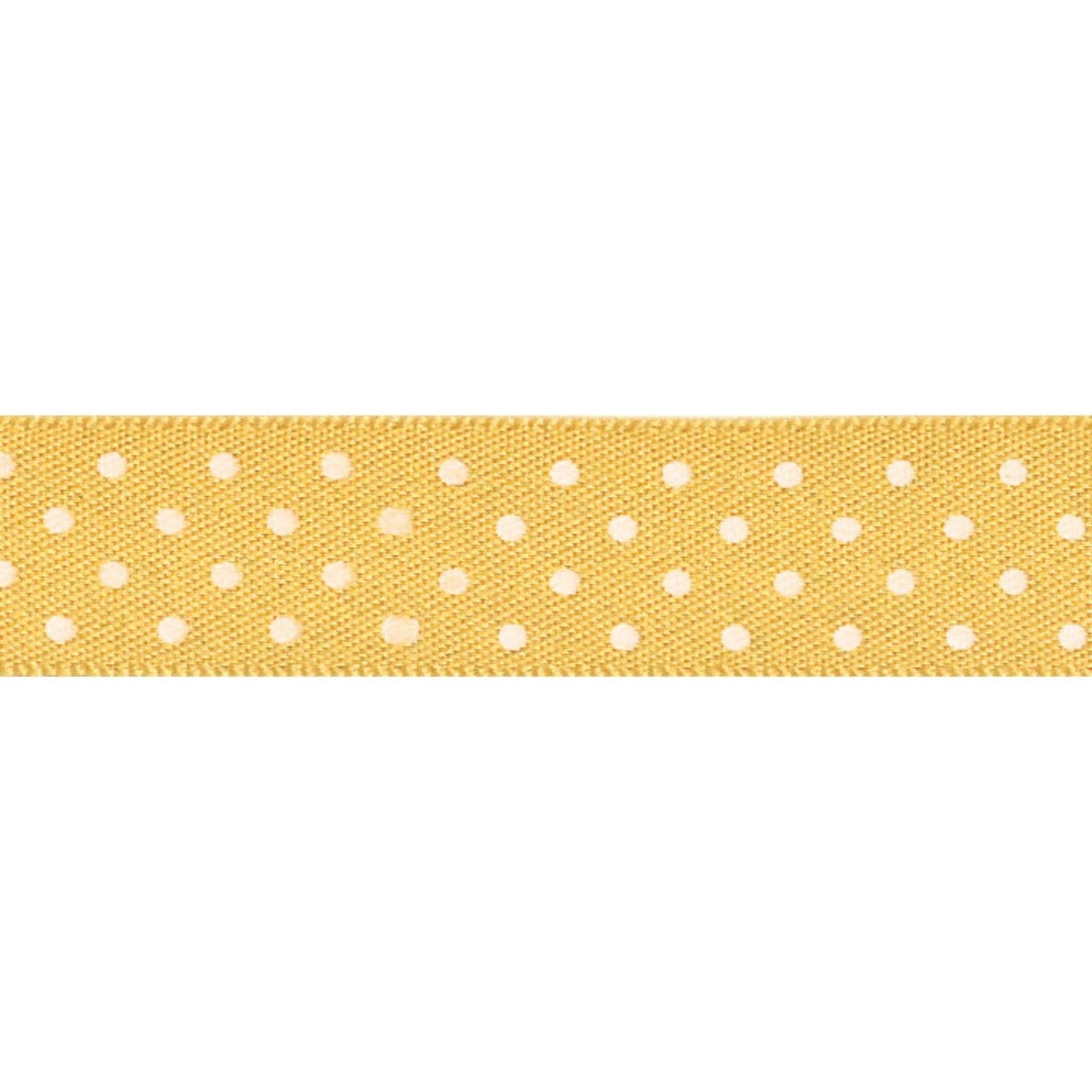 Berisfords Ribbon Micro Dot Ribbon: Gold and white: 15mm wide: Price per metre. - The Sewing Studio