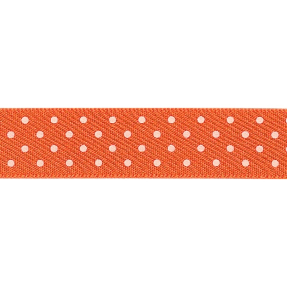 Berisfords Ribbon Micro Dot Ribbon: Orange delight and white: 15mm wide: Price per metre. - The Sewing Studio