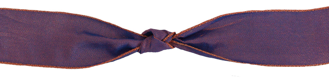 Berisfords Ribbon Radiance Ribbon Two Tone Shot Taffeta Metallic Edge Marine Tengerine 25mm Wide - The Sewing Studio