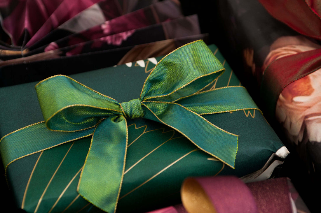 Berisfords Ribbon Radiance Ribbon Two Tone Shot Taffeta Metallic Edge Mizu Apple 25mm Wide - The Sewing Studio