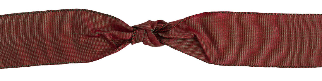 Berisfords Ribbon Radiance Ribbon Two Tone Shot Taffeta Metallic Edge Scarlet Green 25mm Wide - The Sewing Studio