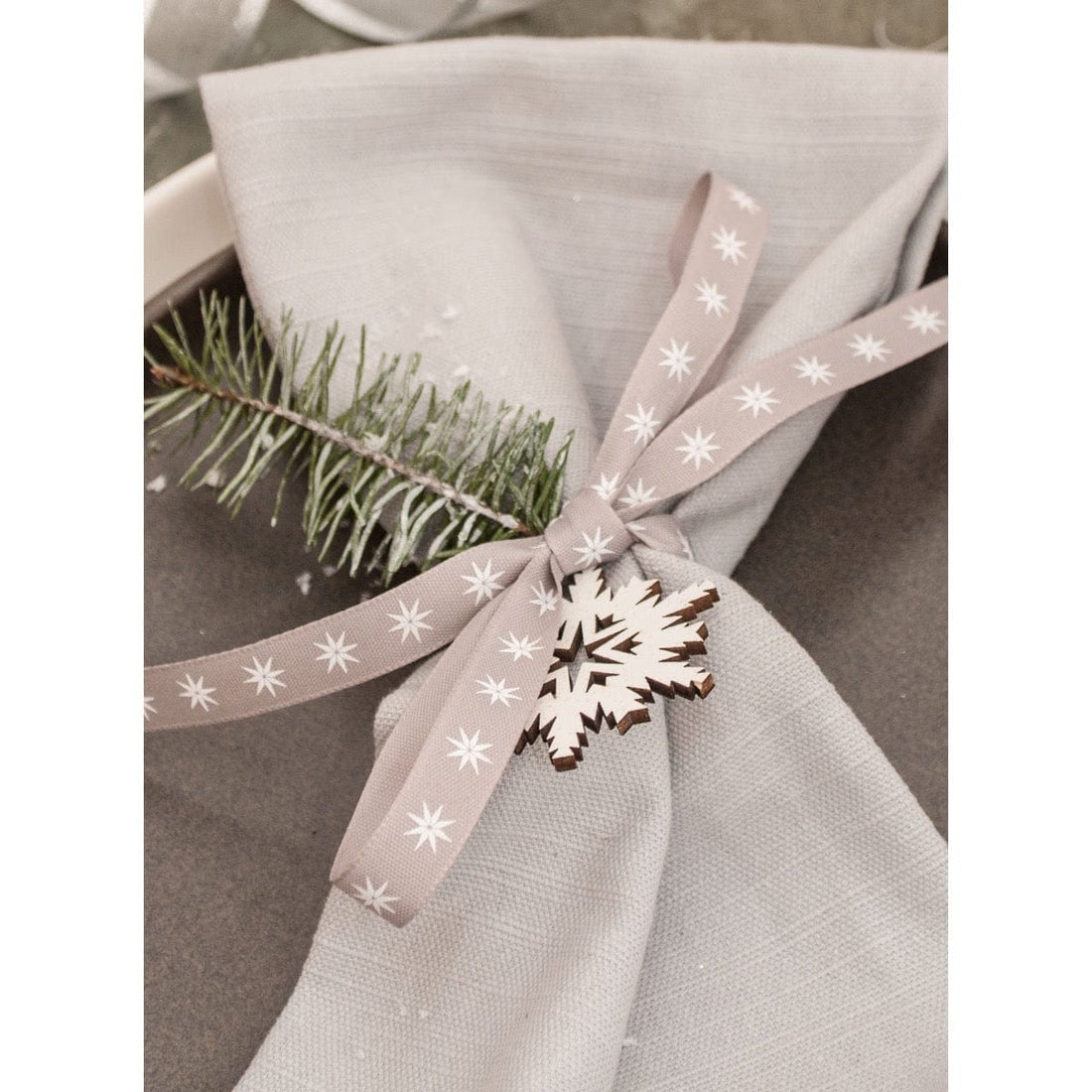 Berisfords Ribbon Scandi Star Ribbon: Grey: 12mm wide. Price per metre. - The Sewing Studio