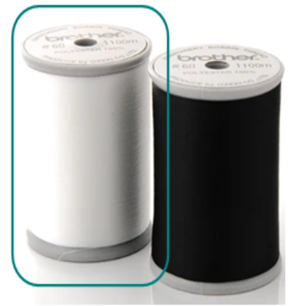 Brother Threads Brother Bobbin Thread White #60 Weight 1000m - The Sewing Studio