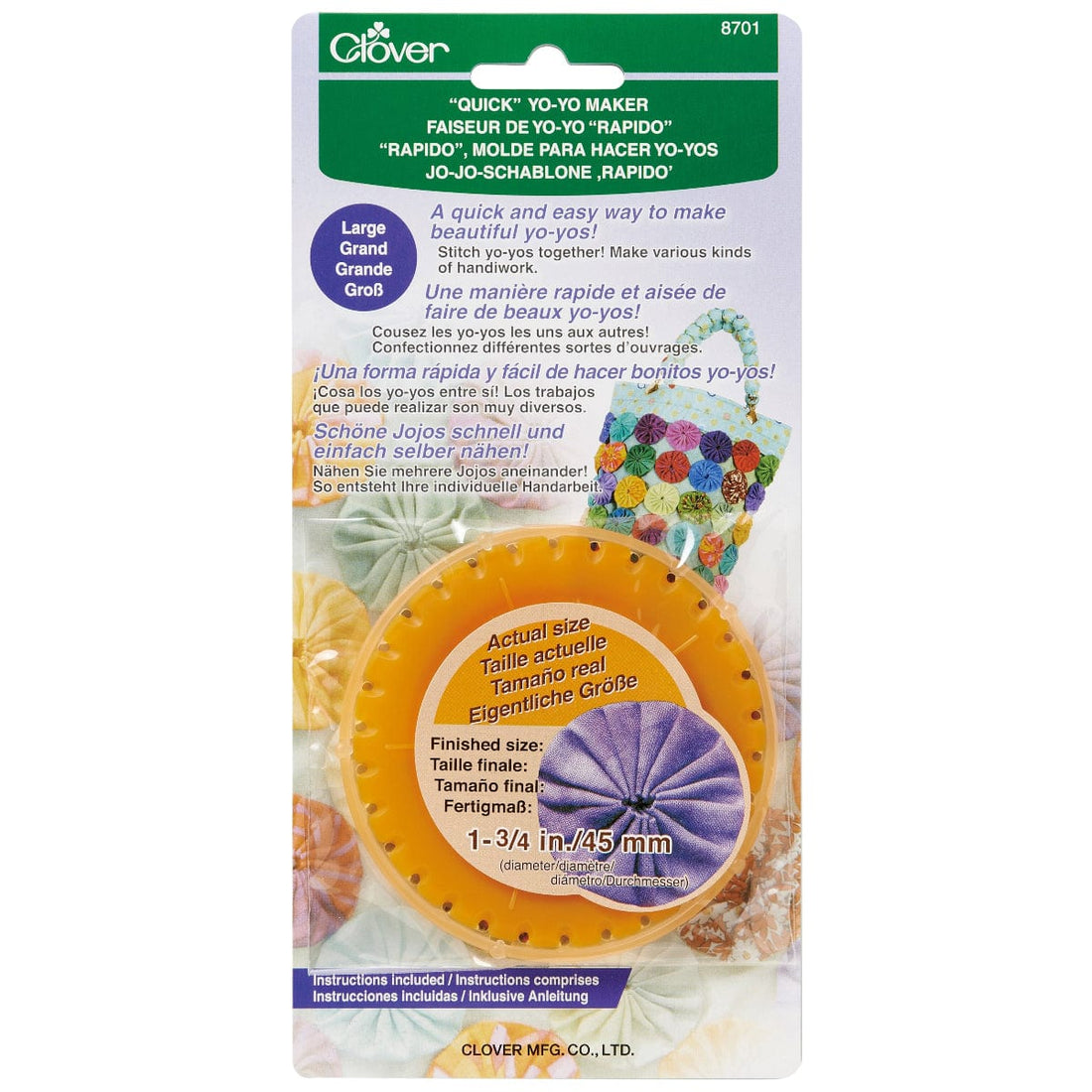 Clover Quilting Accessories Yo-Yo Maker: Large - The Sewing Studio