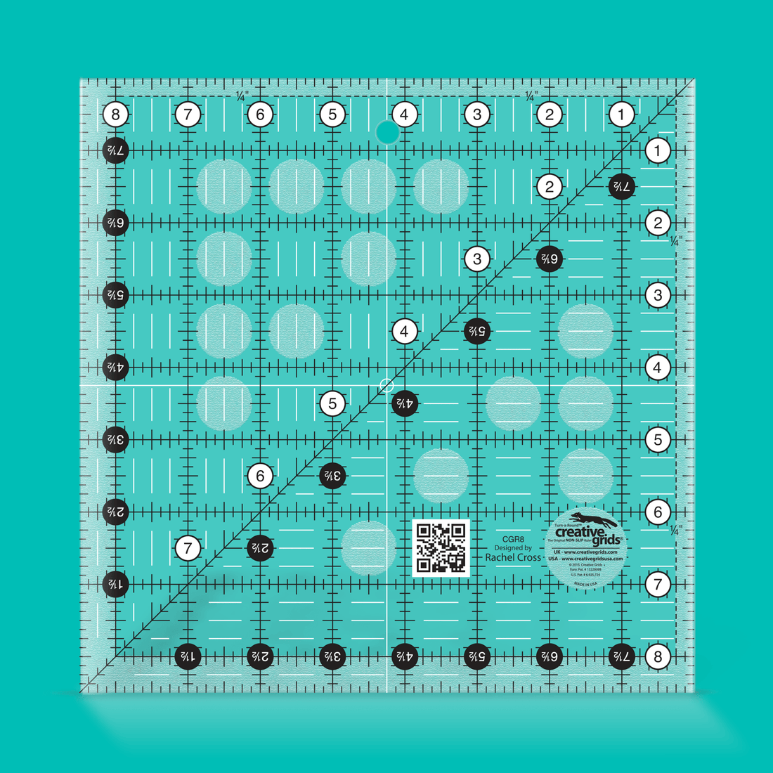 Creative Grids Rulers Stencils Templates Creative Grids Non slip: 8½" x 8½" Square Quilt Ruler - The Sewing Studio