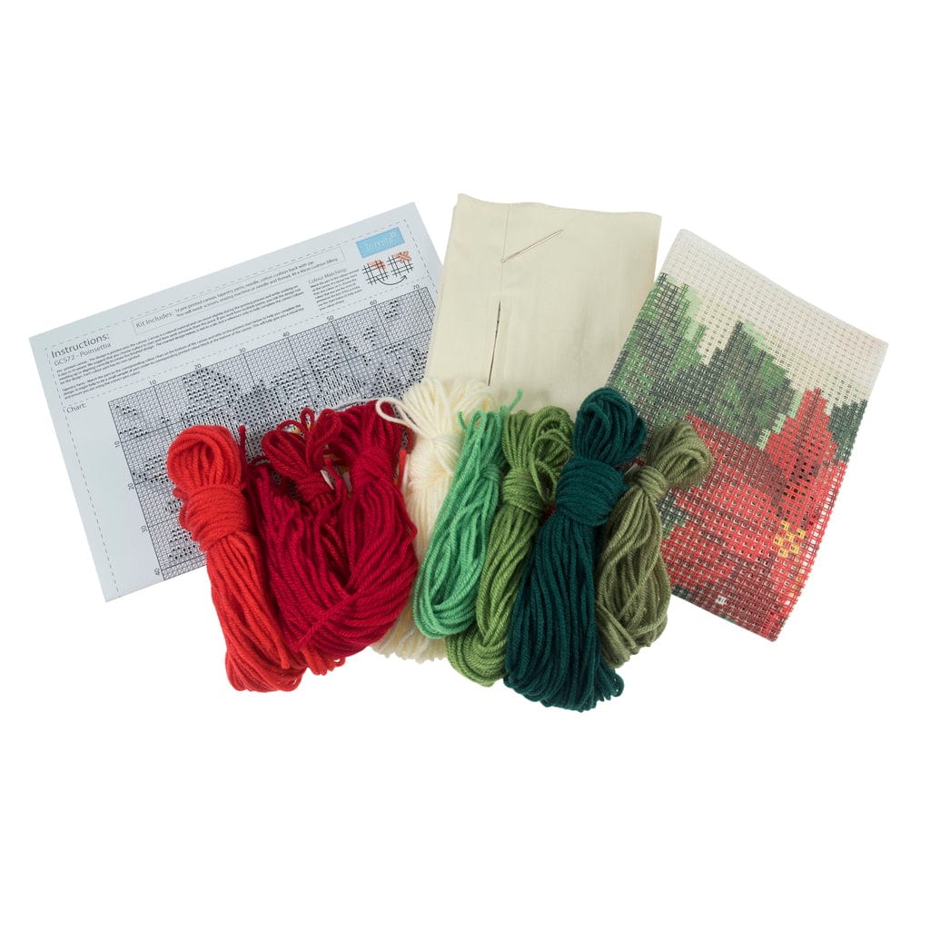 Cross Stitch Kit Cushion: Poinsettia