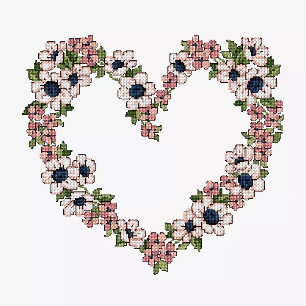 DMC Download Free Pattern: Floral Heart (Cross Stitch) - The Sewing Studio
