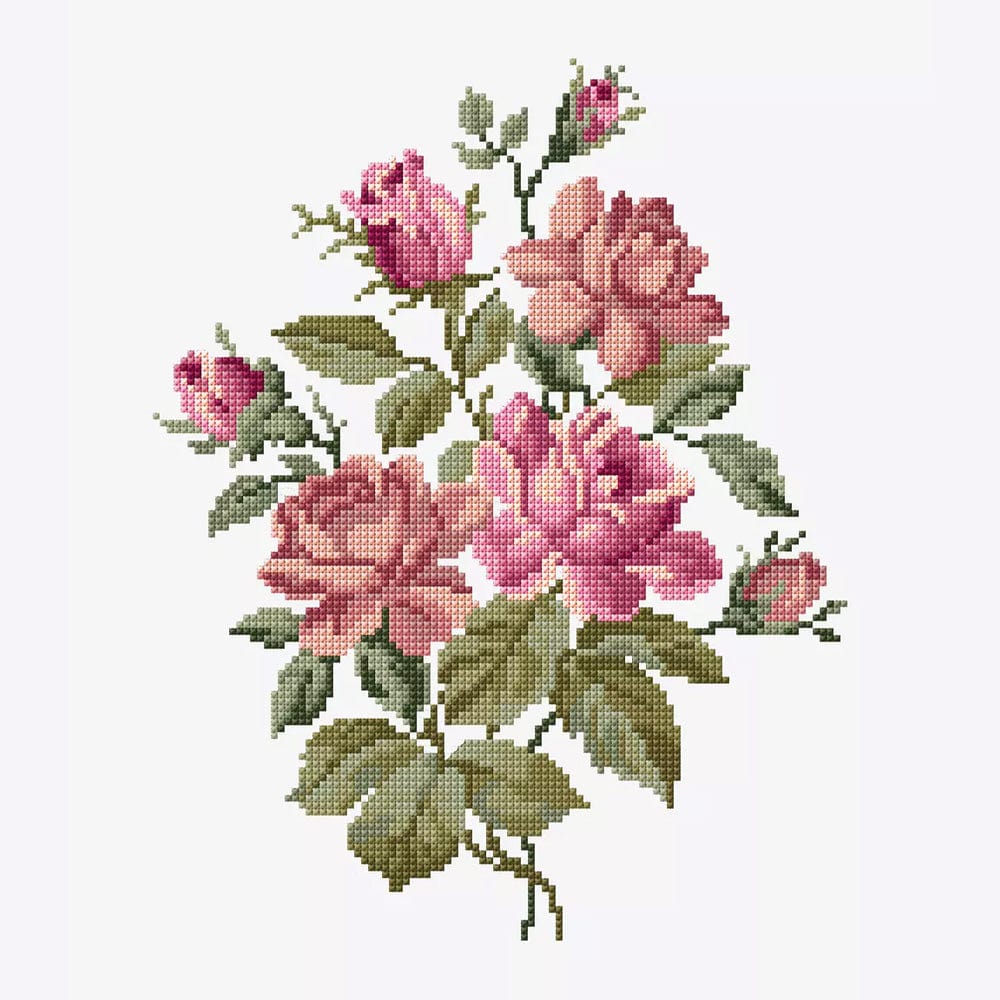 DMC Download Free Pattern: Pink Roses Bouquet (Cross Stitch) - The Sewing Studio