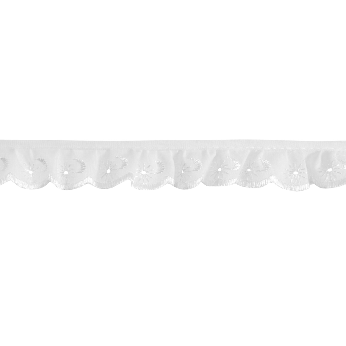 Essential Trimmings Lace Broderie Anglaise Frilled Lace Trim: 25mm: White - The Sewing Studio