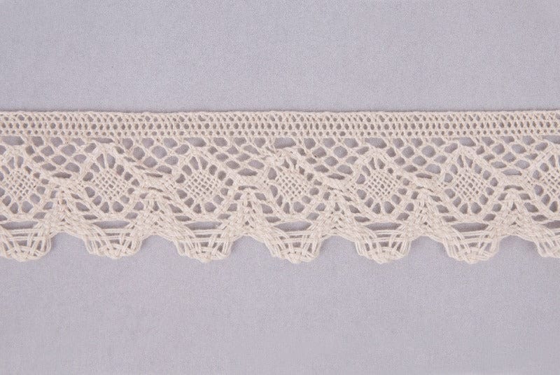 Essential Trimmings Lace Cotton Lace Trim: Natural: 45mm wide. Price per metre. - The Sewing Studio