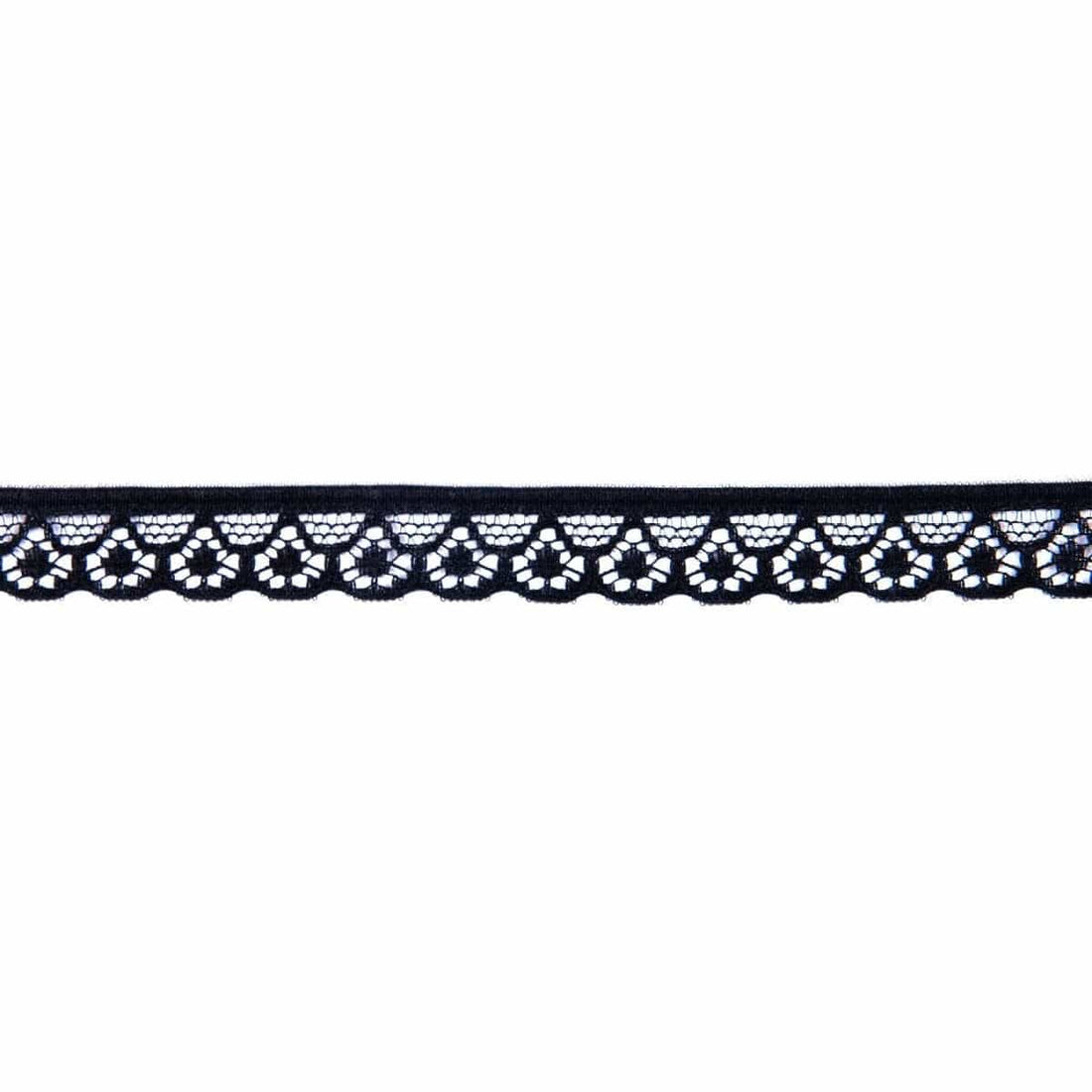 Essential Trimmings Lace Nylon Narrow Lace Trim: Black: 10mm wide. Price per metre. - The Sewing Studio