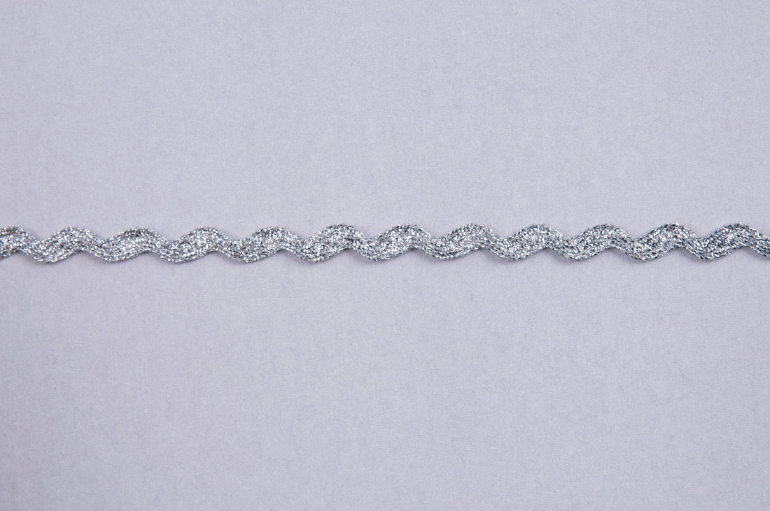 Essential Trimmings Ric Rac Polyester Metallic Ric Rac Trim: 8mm: Silver - The Sewing Studio
