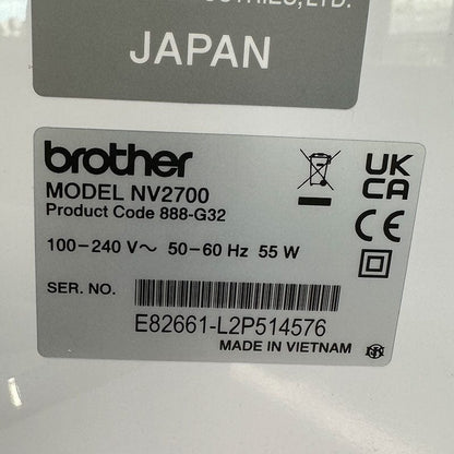 SHOWROOM DISPLAY MODEL Brother Innov-is NV2700 Sewing & Embroidery Machine