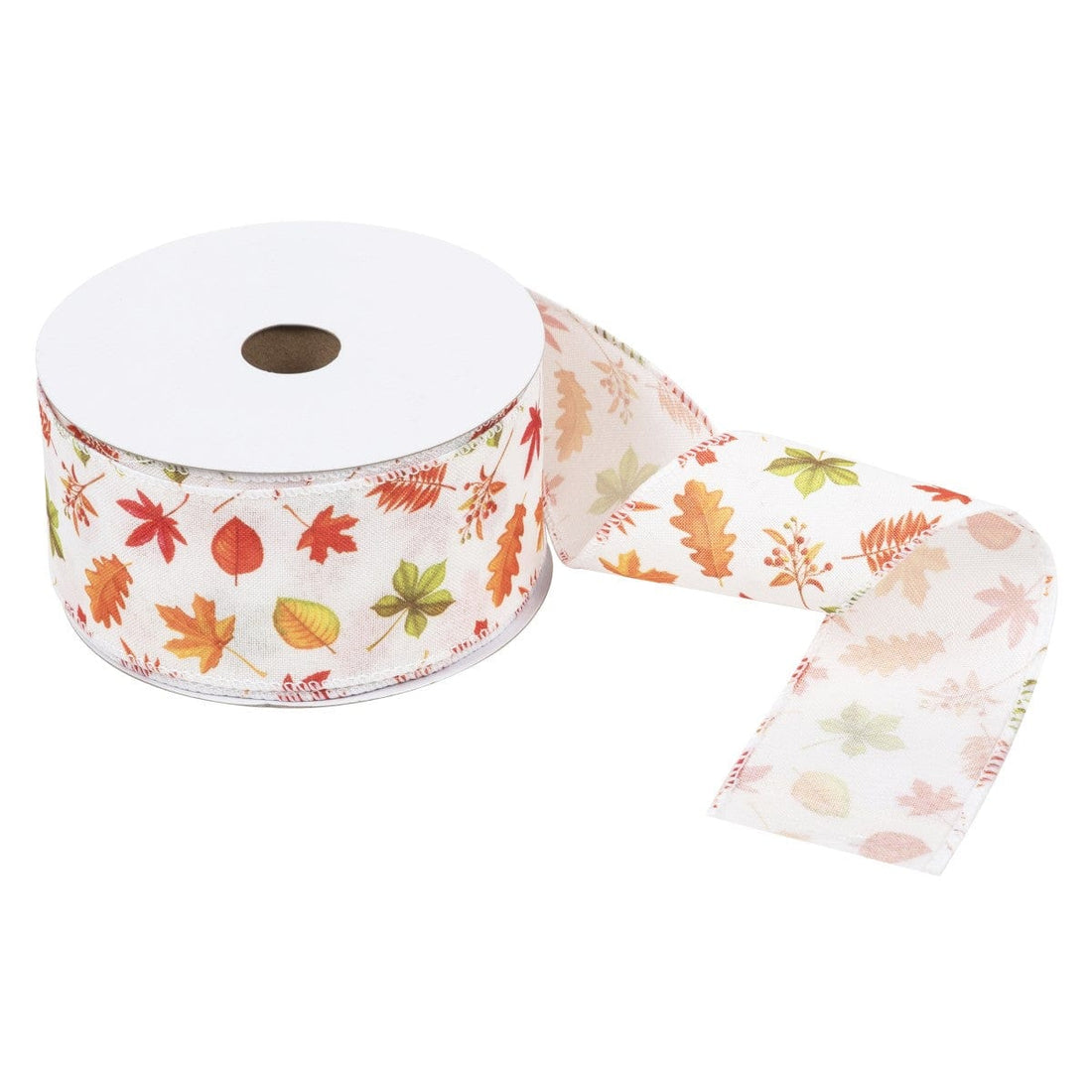 Groves Ribbon Printed Leaves Wire Edge Ribbon 63mm - The Sewing Studio