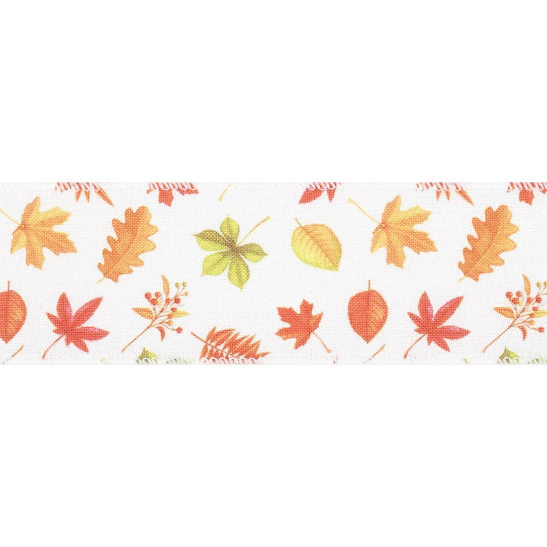 Groves Ribbon Printed Leaves Wire Edge Ribbon 63mm - The Sewing Studio