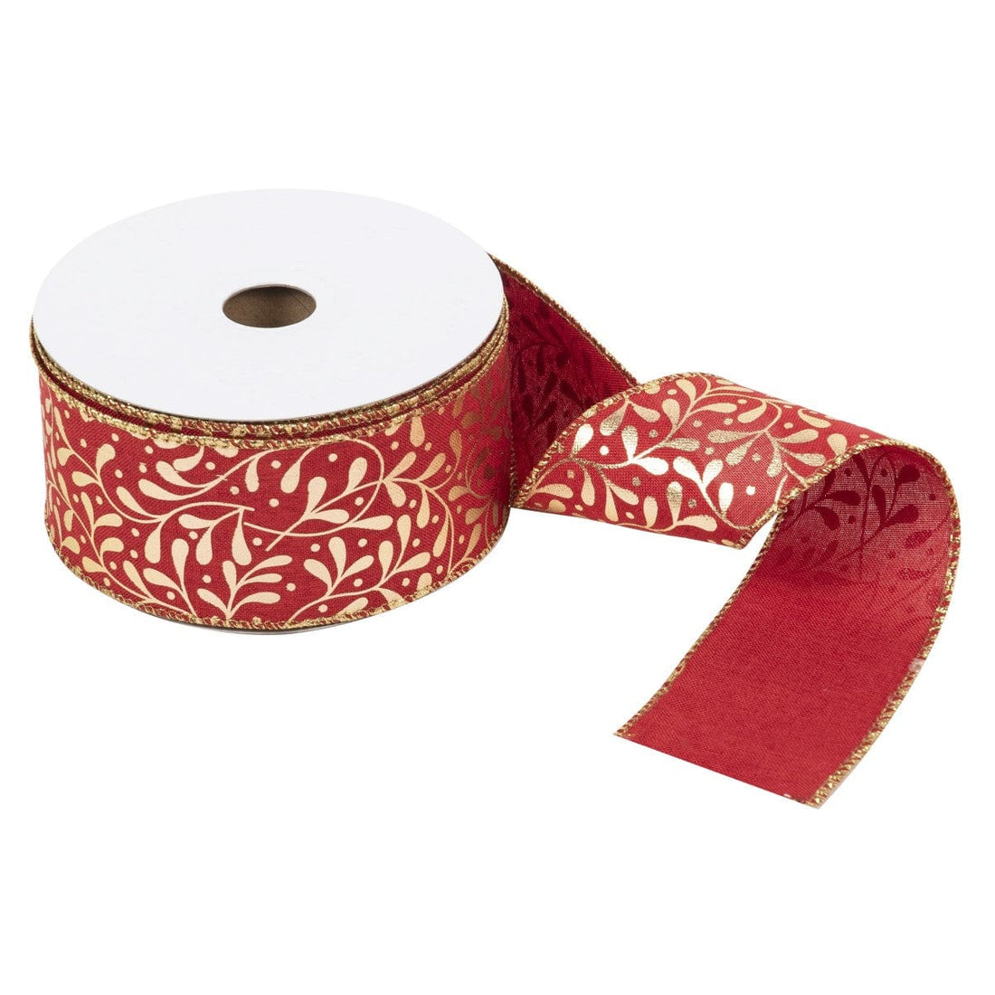 Groves Ribbon Printed Mistletoe Wire Edge Ribbon 63mm - The Sewing Studio