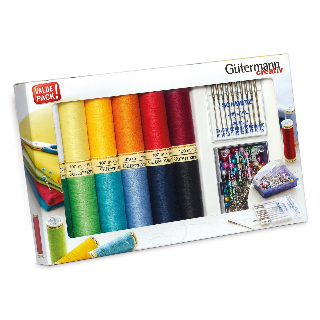 Gutermann Threads Gutermann Thread Set Sew-All Polyester 12 x 100m Plus Needle and PIns - The Sewing Studio
