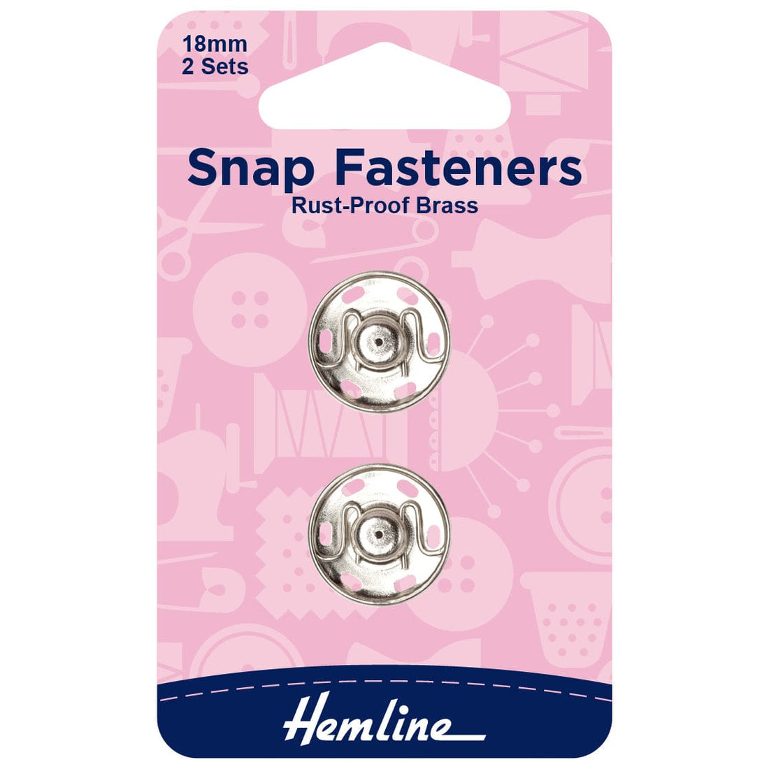 Hemline Eyelets & Fastenings Sew-on Snap Fasteners Nickel 18mm: Pack of 2 - The Sewing Studio