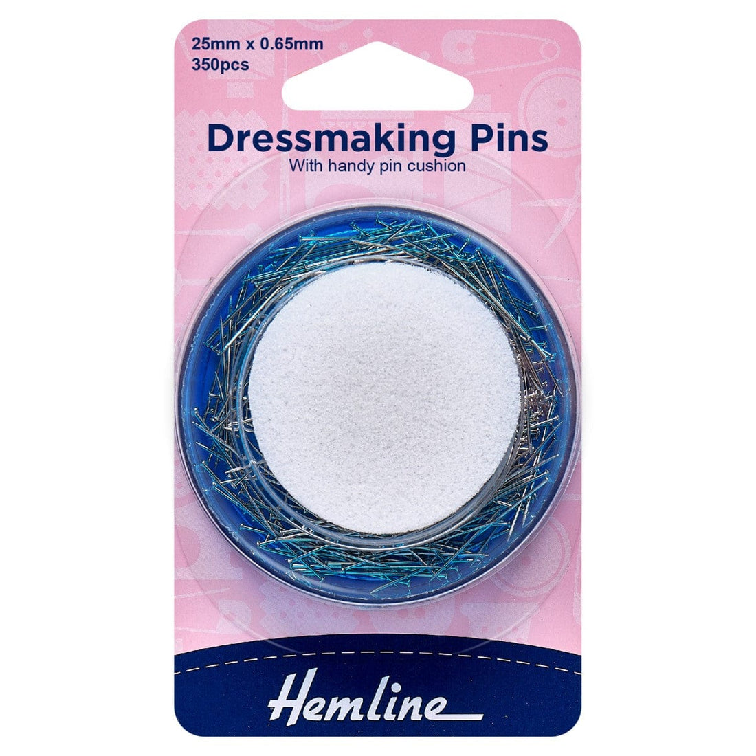 Hemline Pins Pins: Dressmaker's & Foam Pincushion: 25mm: 350 Pieces - The Sewing Studio