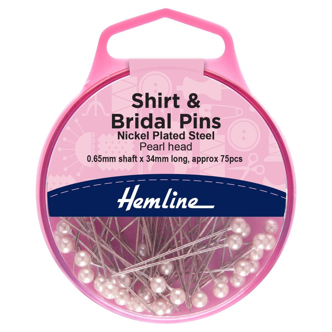 Hemline Pins Pins: Shirt and Bridal: 34mm: Nickel: 75 Pieces - The Sewing Studio