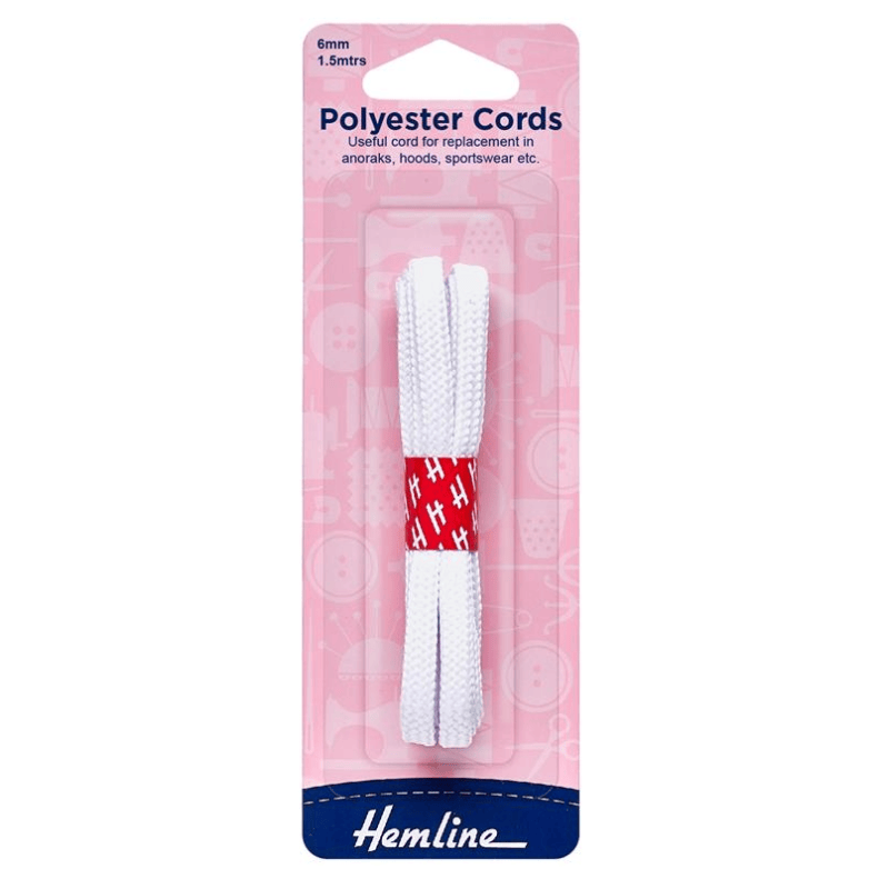 Hemline Ropes and Twine Polyester Cord White 1.5m x 6mm - The Sewing Studio