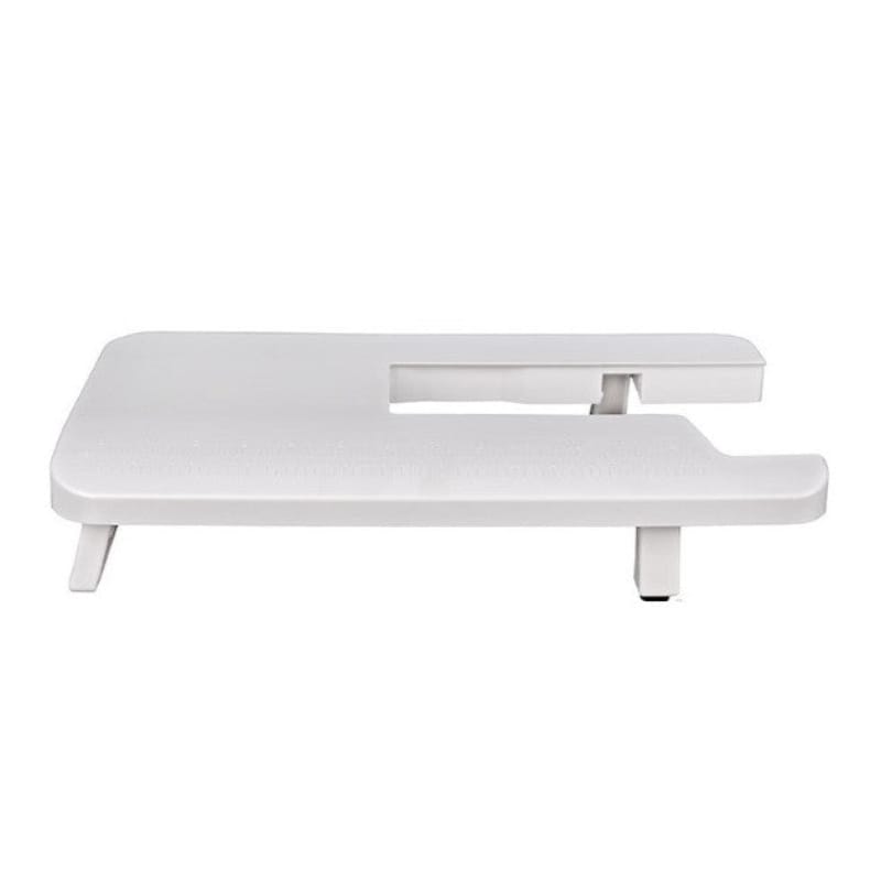 A white adjustable desk monitor stand with a padded top surface and metal legs, shown on a plain white background.
