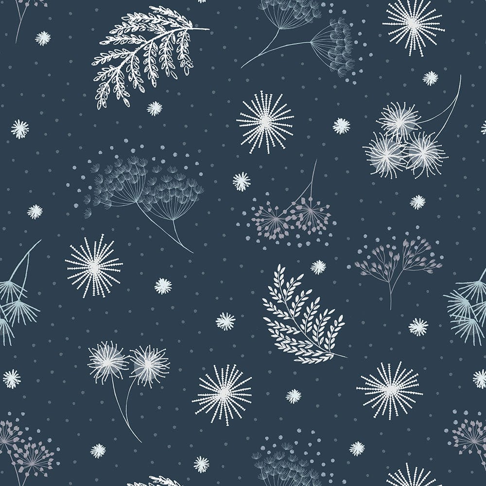 Lewis and Irene Fabric Lewis And Irene Secret Winter Garden Frosted On Dark Blue Flannel F659-3 - The Sewing Studio