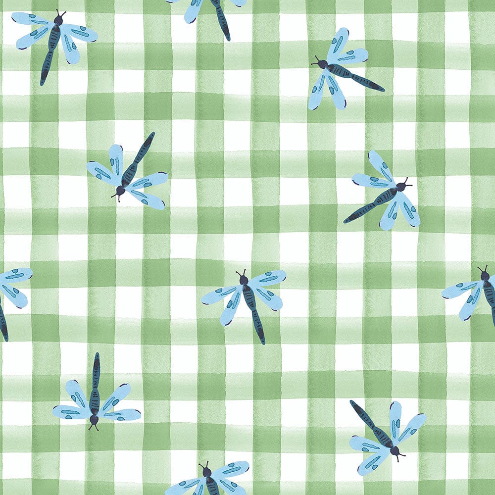 Lewis and Irene Fabric Lewis And Irene Wee Bluebell Garden Explorer Dragonfly Gingham Mushrooms Fern WB030 - The Sewing Studio