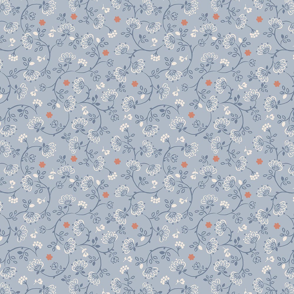 Lewis and Irene Fabric Extra Wide Lewis And Irene Extra Wide 108 Inch Flower Chains On Blue W20  - The Sewing Studio