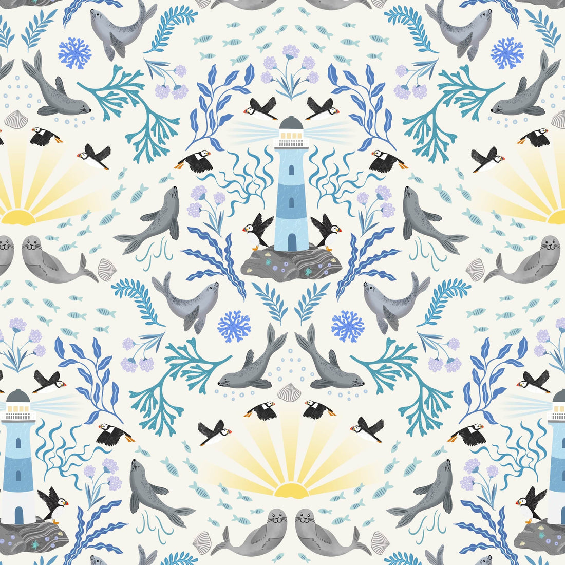 Lewis and Irene Fabric Lewis and Irene Puffin Rock - The Sewing Studio