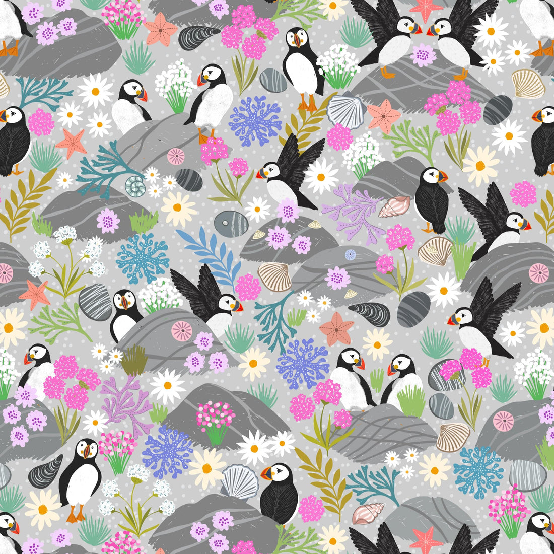 Lewis and Irene Fabric Lewis and Irene Puffin Rock - The Sewing Studio