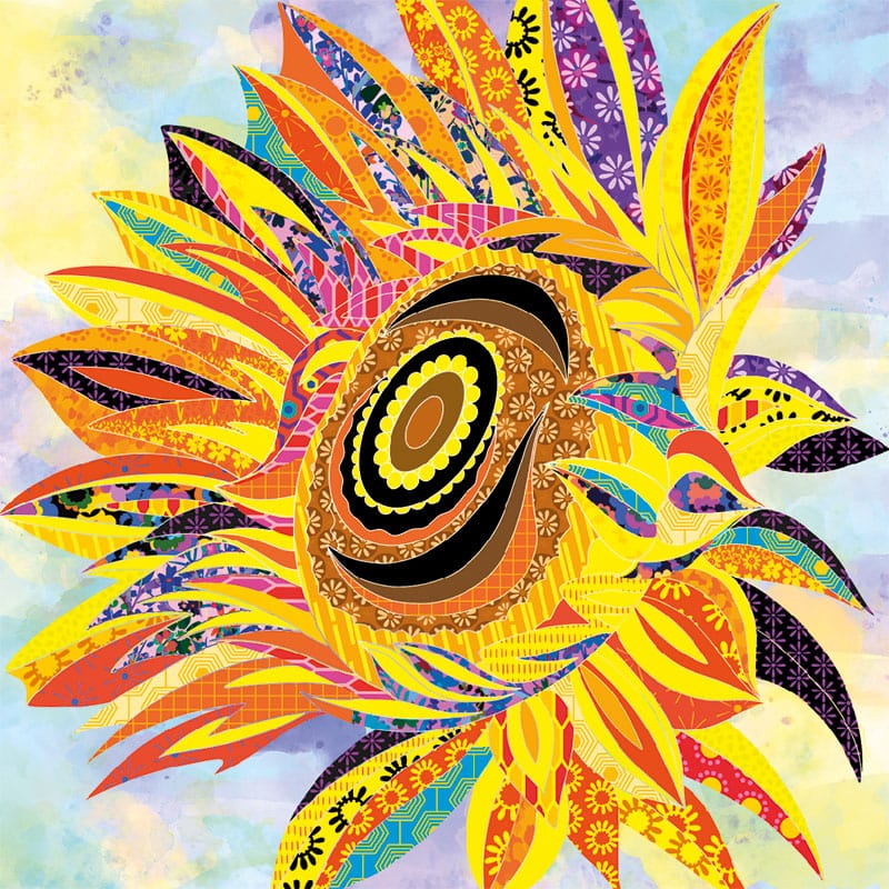 Lewis and Irene Fabric Panels & Labels Lewis And Irene Flower Collection Sunflower Bright Fabric Panel DB12 - The Sewing Studio