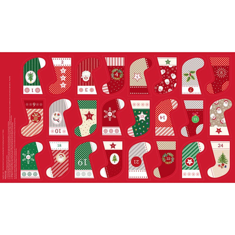 Lewis and Irene Fabric Panels & Labels Lewis And Irene Oh Christmas Tree Mini Advent Stockings Fabric Panel C113 - The Sewing Studio
