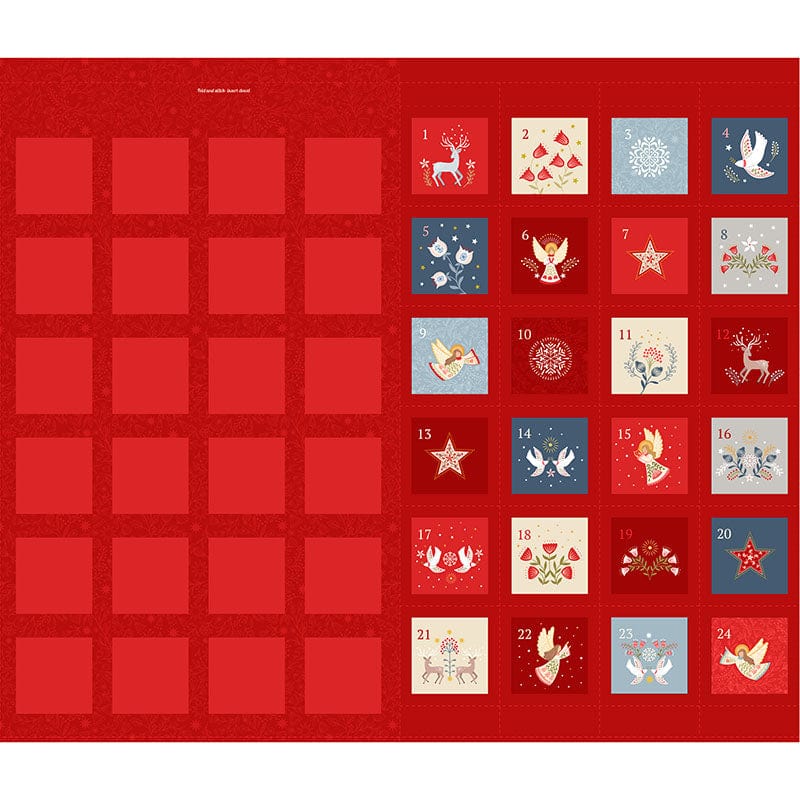 Red Christmas, Advent Panel Lewis and Irene Fabric Panels & Labels Lewis And Irene Peace And Joy Advent Fabric Panel C105 - The Sewing Studio